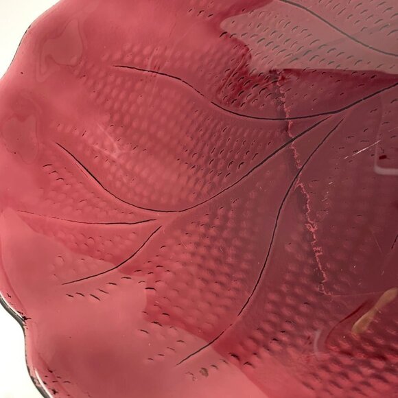 Vintage Purple Glass Platter Leaf Art Glass Serving Platter Charcuterie - Picture 5 of 10